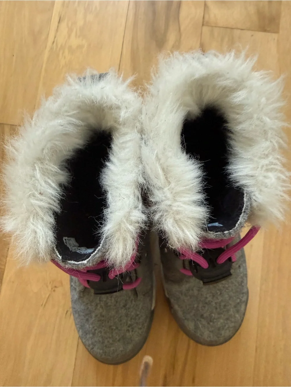 Sorel Youth Whitney II Joan Lace Insulated Winter Boots Gray Pink Size 9 girls